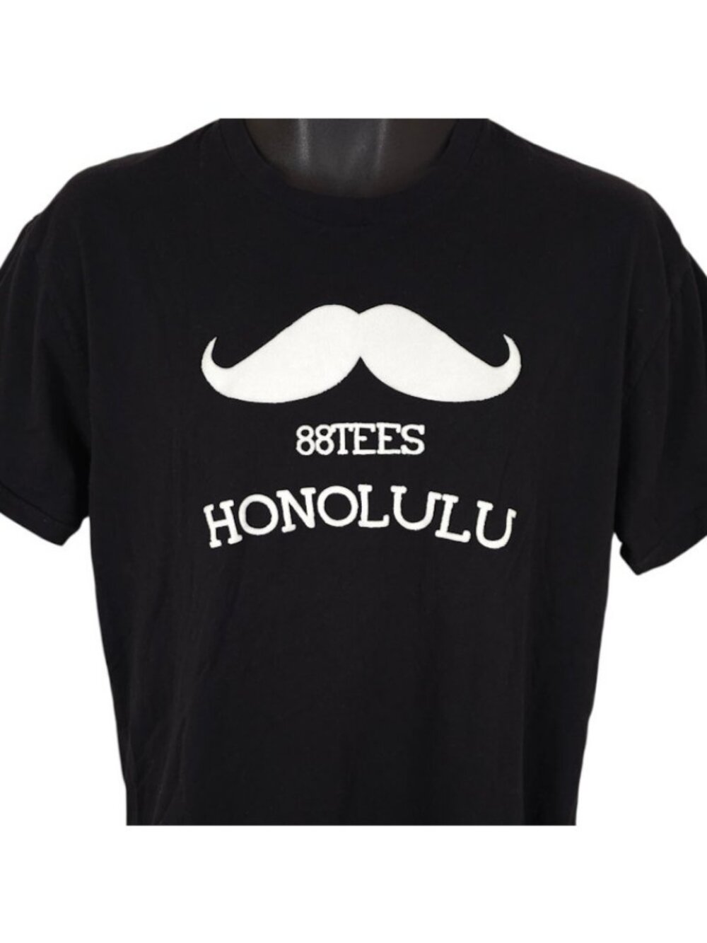 Honolulu T Shirt Mens Size Large Black 88 Tees Mustache Hawaii
